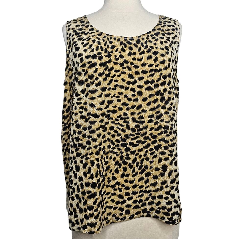 Diane Gilman Women's Vintage Sleeveless Blouse Size M Tank Top Cheetah Mob Wife
